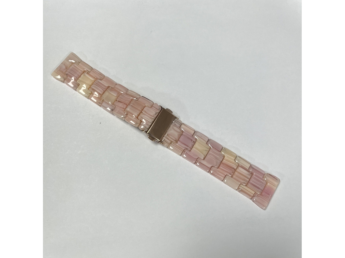 Pulseira de resina para relógios Huawei, Apple e Samsung, estilo cerâmica transparente, rosa seda, compatível com diversos tamanhos.