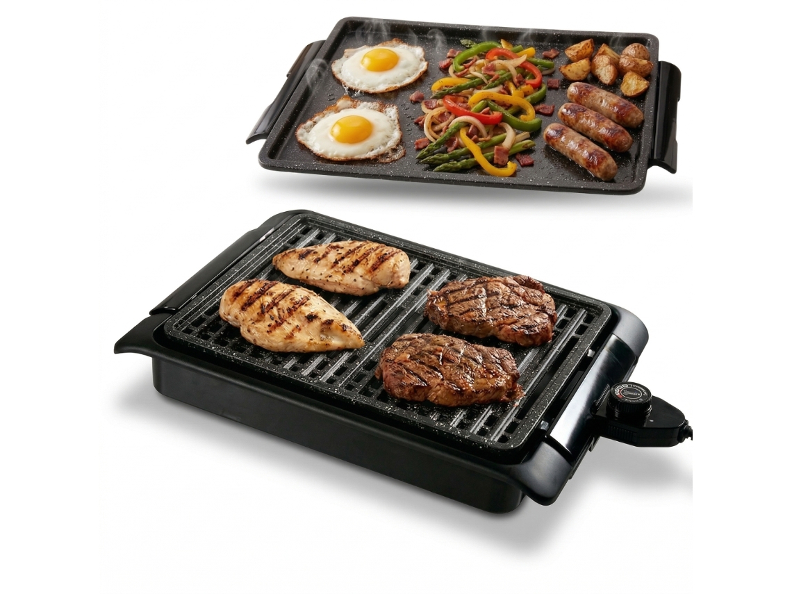 Churrasqueira Elétrica Smokefree Grill + Plancha - 1250 W - Churrasqueira Elétrica De Interior Sem Fumo Nem Odores