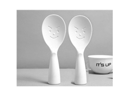 Pá de arroz antiaderente com rosto sorridente, 2 unidades, PP sem BPA, branco | S/MARCA