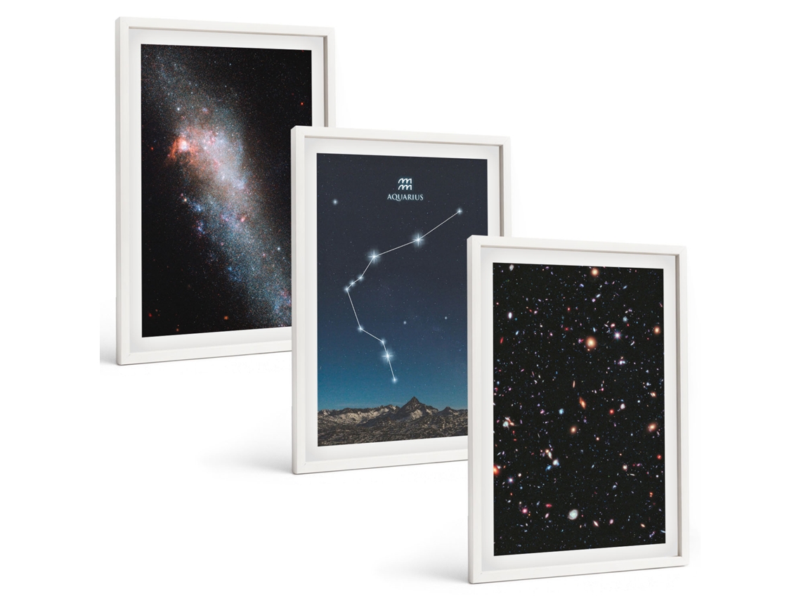 Conjunto De Pinturas Galáxia Espacial, Aquário Espelharte (3 Peças 40x60 Cm)
