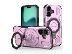 Capa Para Iphone 17 Com Suporte Giratório - Rosa