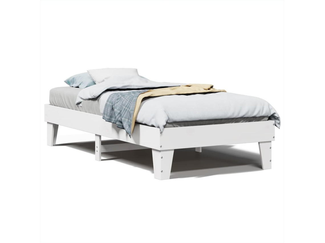 Cama Sem Colchão de Madeira de Pinho Maciça Branco MAISON EXCLUSIVE 90x190 cm