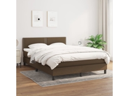 Vidaxl Cama Com Molas/colchão 140x200 Cm Tecido Castanho-escuro