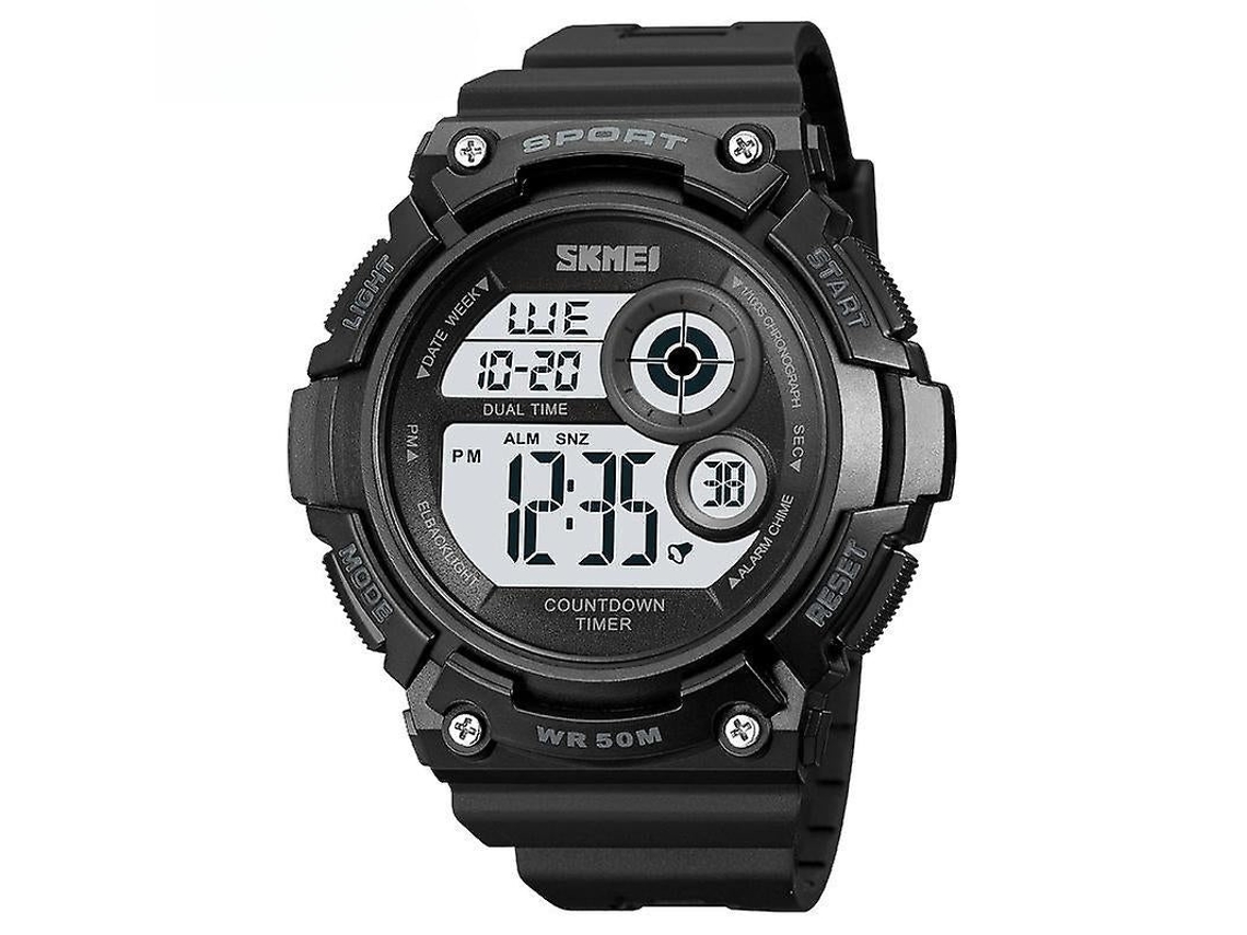 Lurelia Relógio Digital Desportivo Unissexo, Calendário, Cronómetro, Alarme, Retroiluminação Led, Plástico, 50m, Vermelho E, Modelo Lx05684