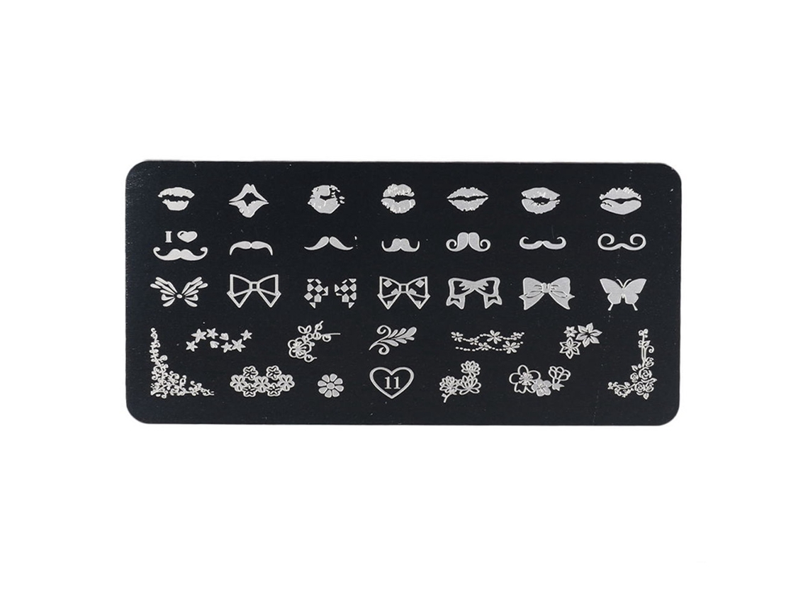 Placa De Estampagem Para Unhas Em Aço Inoxidável Retangular Modelo 11 Template De Imagem Diy Manicure