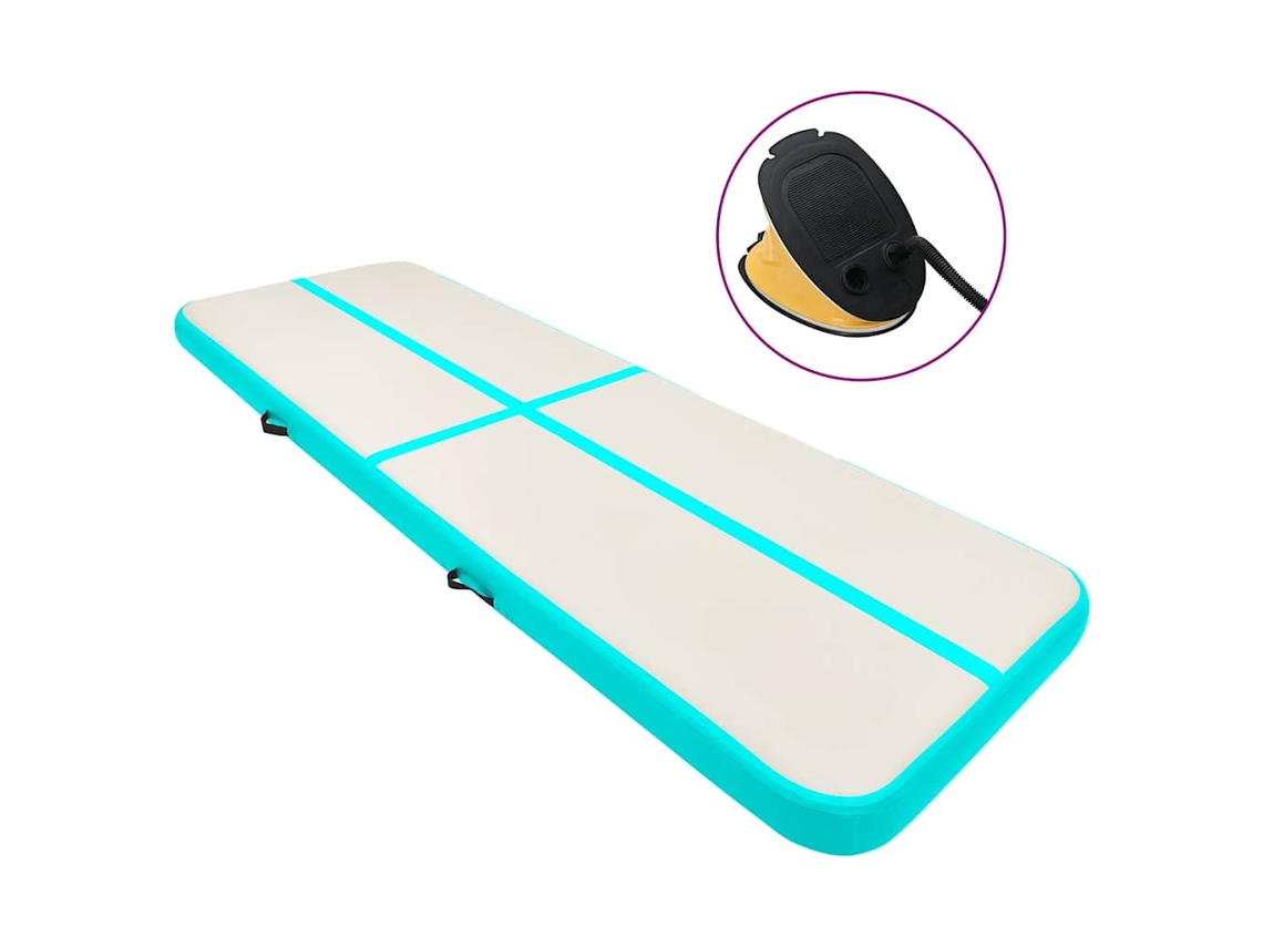 Vidaxl Colchão De Ginástica Insuflável C/ Bomba 300x100x20cm Pvc Verde