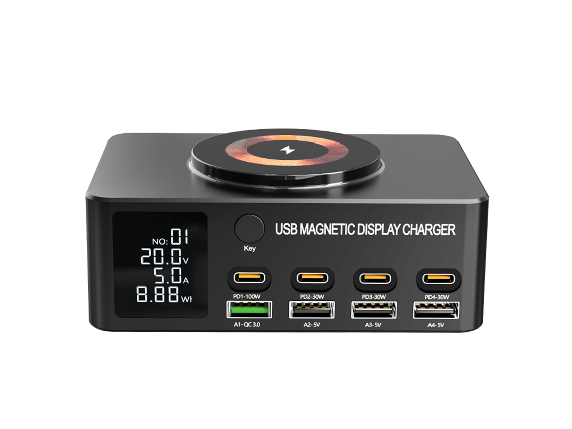 Estação De Carregamento De 140w Com 8 Portas Com Pd/qc3.0/usb-c Para Múltiplos Dispositivos