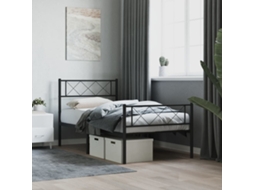 Vidaxl Estrutura De Cama Com Cabeceira E Pés 90x200 Cm Metal Preto