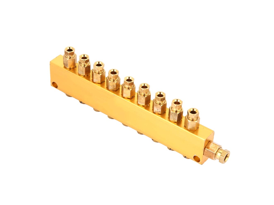 Distribuidor de óleo ajustável em latão bloco manifold 6mm entrada 4mm saída S/MARCA