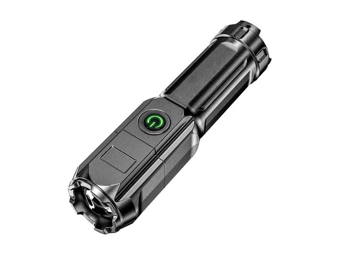 Lanterna Tática Led de Alta Potência com Zoom Telescópico, Carregamento Usb, À Prova D'água e Bateria 18650 Integrada. MDUG