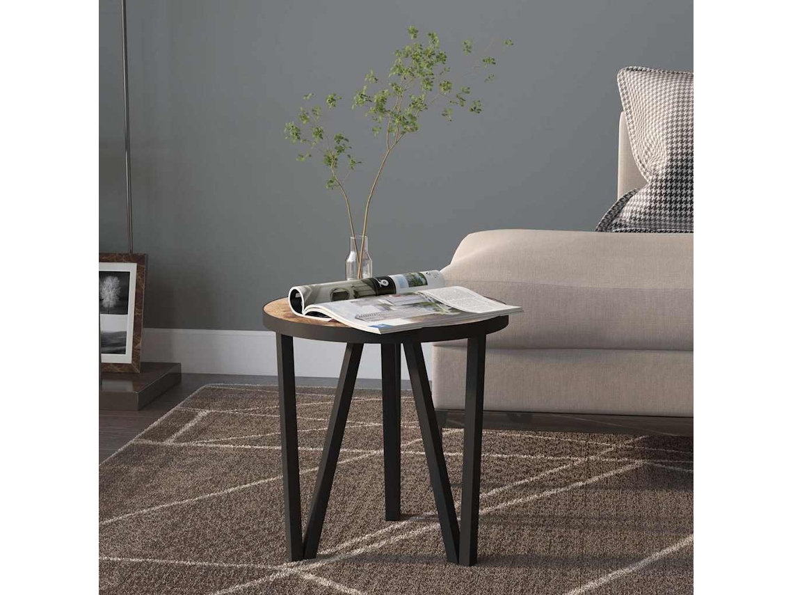 Vidaxl Mesa De Centro Ø35 Cm Mdf Preto E Amarelo