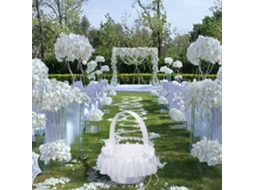 Pack de 2 cestas de flores pequenas 15x20cm para casamento com laço branco LAXISCREED
