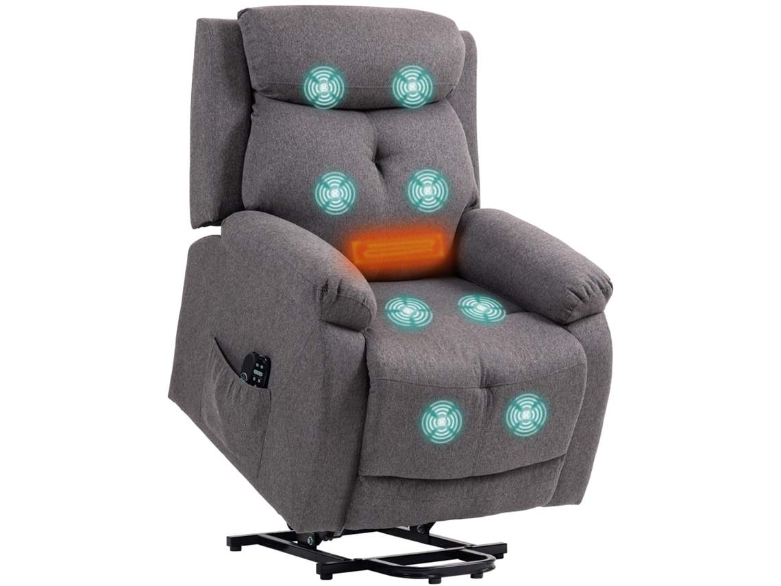 Poltrona Elétrica de Massagem S/MARCA com aquecimento, portas USB e apoio para os pés (86x94x105 cm) cinza