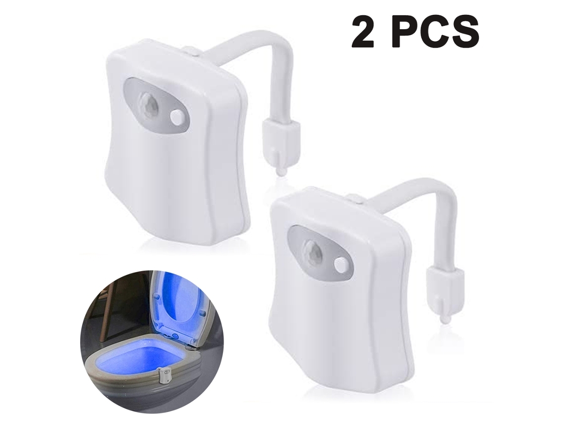 Pacote Com 2 Luzes Noturnas De Toalete 8 Cores Que Mudam Led Sensor Movimento Luz Noturna Para Banheiro Cabe Em Qualquer Bateria Não In*