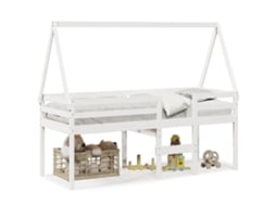 Cama Alta com Telhado 75x190 Cm Pinho Maciço Branco MAISON EXCLUSIVE