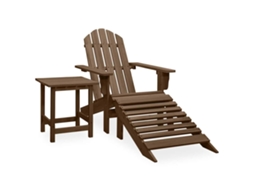 Vidaxl Cadeira De Jardim Adirondack C/ Otomano E Mesa Abeto Castanho