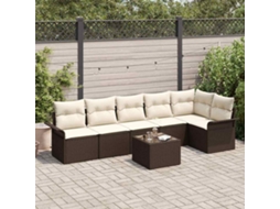 Vidaxl Conjunto De Sofá De Jardim 7 Unid. Castanho Vime Pe