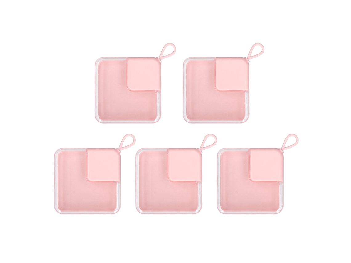 5 Piezas Caja De Almacenamiento De Plástico Transparente Rosa Pequeña Para Joyería