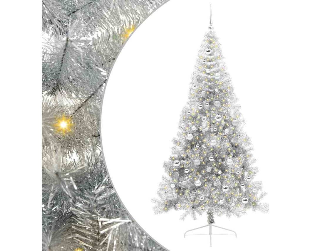 Conjunto 1 Decoração De Árvore De Natal Vidaxl Prateado Pvc (210 Cm)