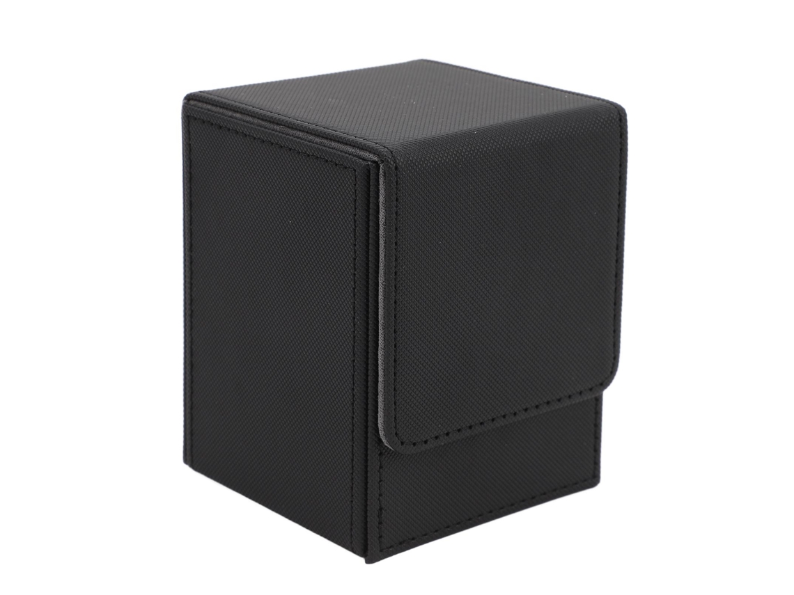 2026 caja Magnética de Tarjetas de Cuero Pu Resistente a Rasguños para Almacenar 100 Cartas de Juego Vertical Negra