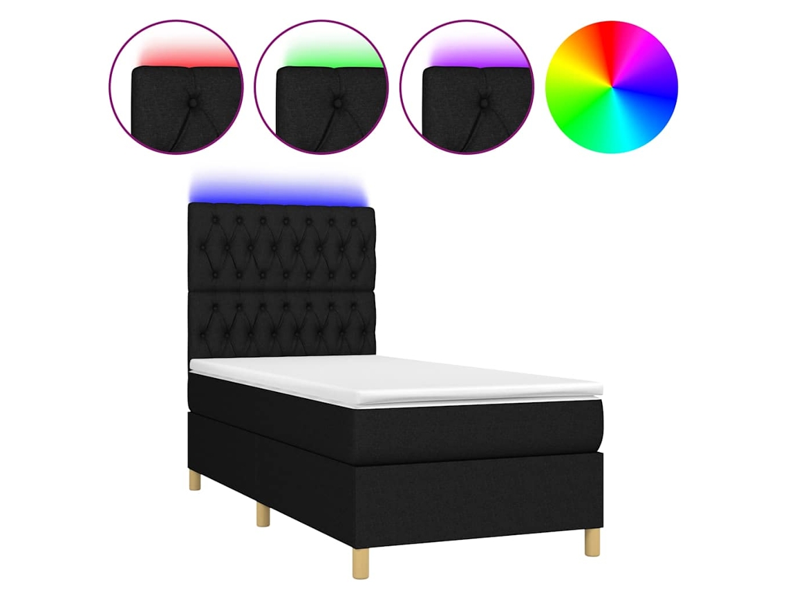 Box Spring Bed, Box Spring Beds Vidaxl Preto Tecido (90 X 190 Cm)