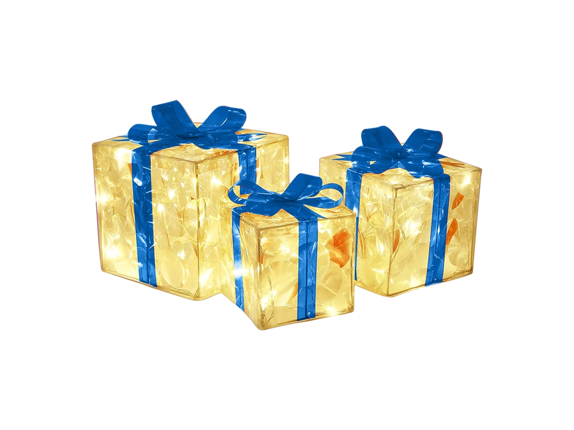 Conjunto de 3 Laços Azuis com Luz para Decorações de Natal LAXISCREED