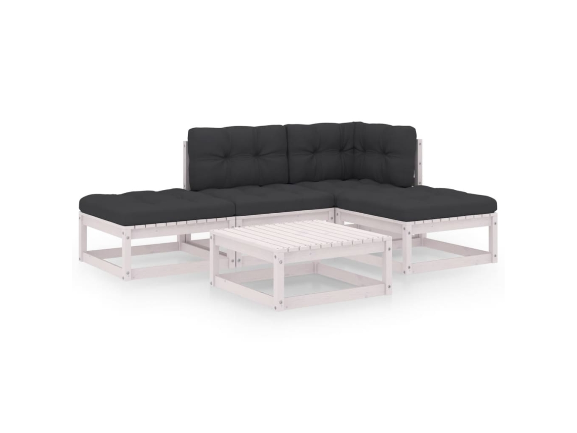 Conjunto de 5 Jardim Lounge C/ Almofadões Pinho Maciço MAISON EXCLUSIVE