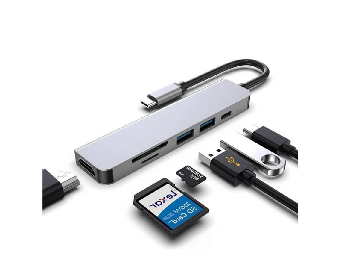 Lurelia Hub Usb-c 6 Em 1 Com 4k 30hz, Hdmi, Usb 3.0, Sd/tf, Pd 60w Para Macbook Compacto