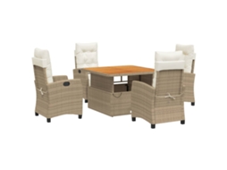 Conjunto de 5 Jantar para Jardim com Almofadões Vime Pe Bege MAISON EXCLUSIVE