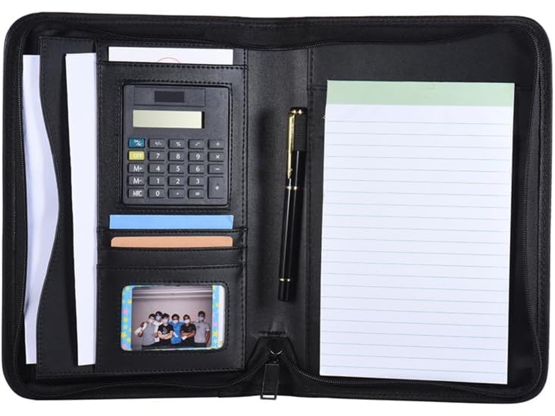 Pasta Executiva Portátil Profissional Genérica, Modelo Padfolio, Organizador De Documentos A5 Em Couro Sintético Com