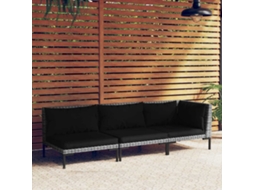 Vidaxl 3 Pcs Conj. Lounge Jardim Vime Pe Semicircular Cinzento-escuro
