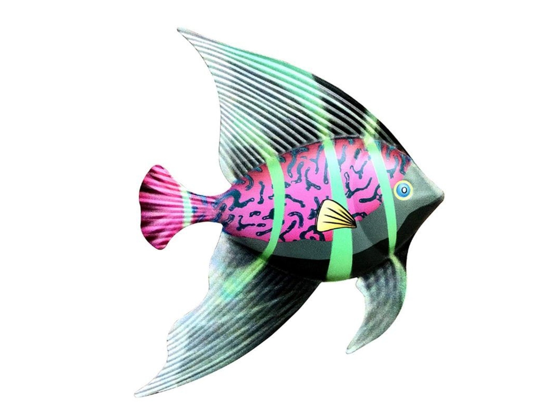 Decoração de Peixe de metal LINJOU, externo, rosa, para pátio, deck ou banheiro