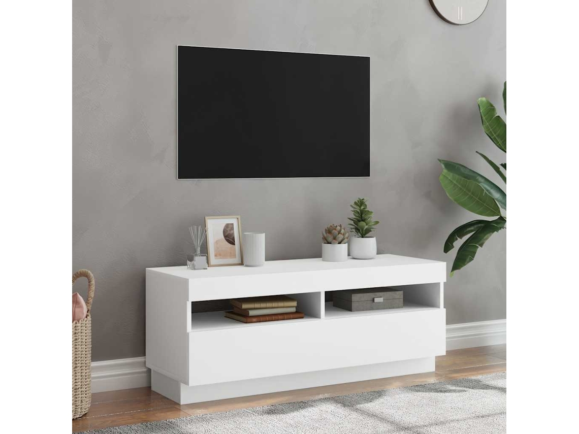 Vidaxl Móvel de Tv com Luzes Led 100x35x40 Cm Branco