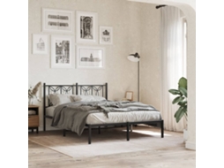 Estrutura De Cama Com Cabeceira 140x190 Cm Metal Preto