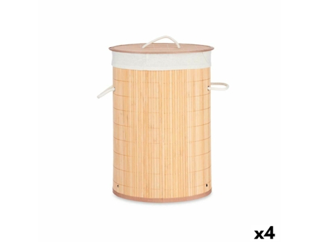 Cesto de Roupa Suja Natural Metal Bambu Madeira MDF 48 L 37 x 50 x 37 cm (4 Unidades)