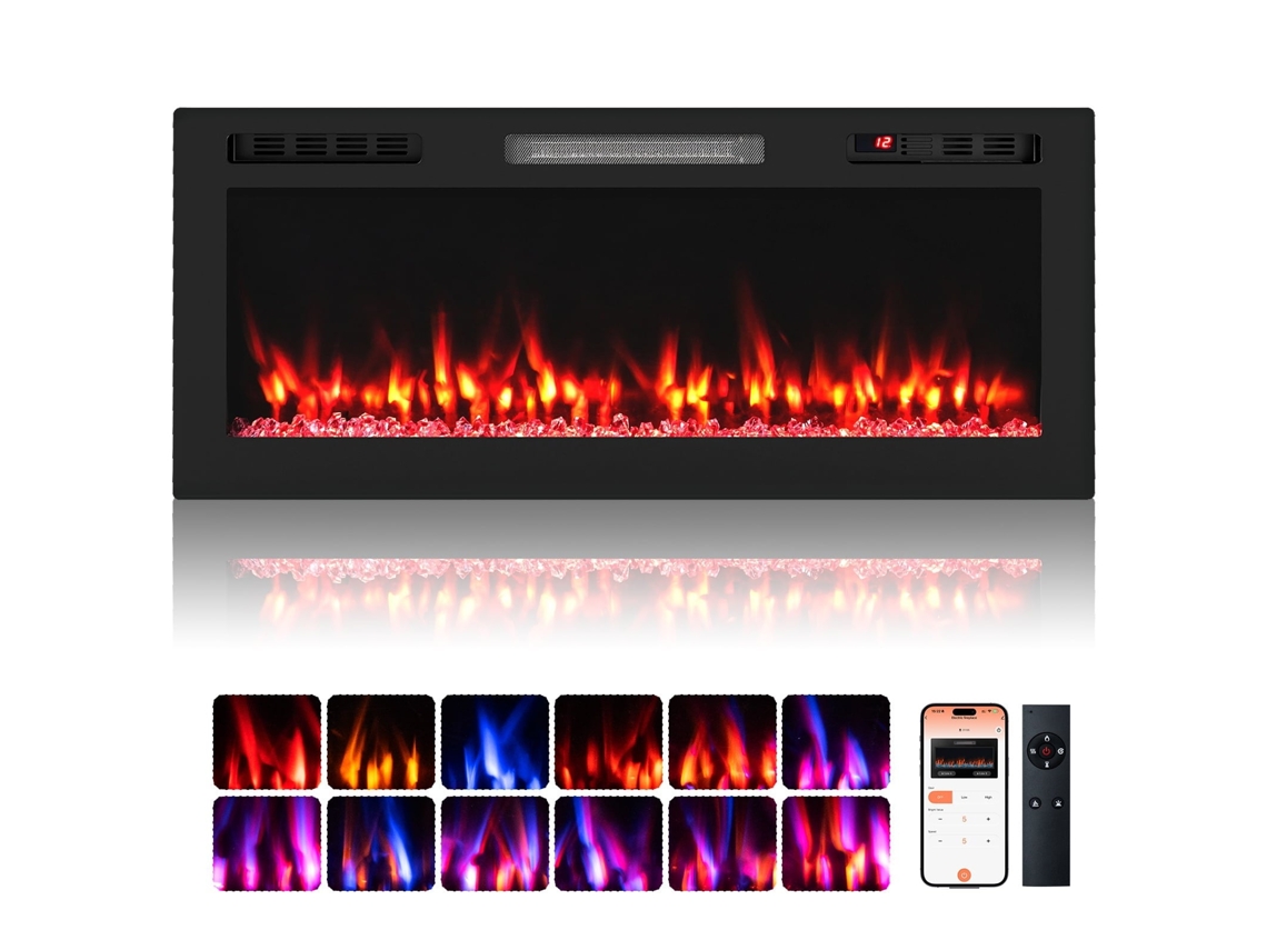 Lareira elétrica Wi-Fi 42'' com controle remoto NORTHIX