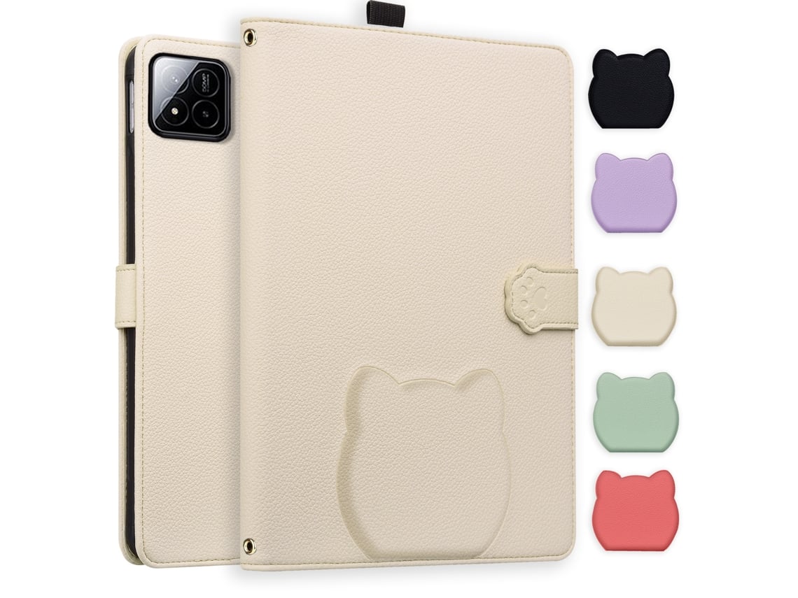 Capa Hexinyigjly Para Xiaomi Mi Pad 8/8pro (11 Polegadas), Design De Gato, Suporte Multiangular Bege
