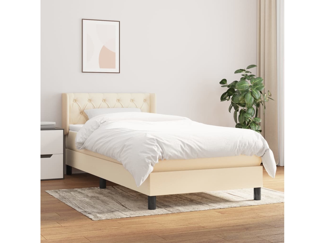 Vidaxl Cama Com Molas/colchão 80x200 Cm Tecido Cor Crème