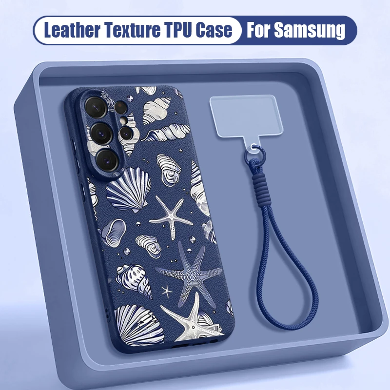 Capa Para Celular Galaxy S22 5g Com Cordão E Estampa De Água-viva (azul).
