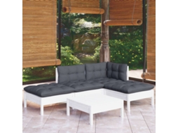Pcs Conjunto Lounge De Jardim C/ Almofadões Pinho Branco Dkd Home Decor