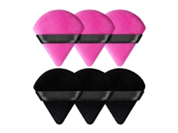Esponjas De Polvo Suaves Triangulares Para Mujer, Uso Seco Y Húmedo, 6 Piezas (negro Y Rojo Rosa)