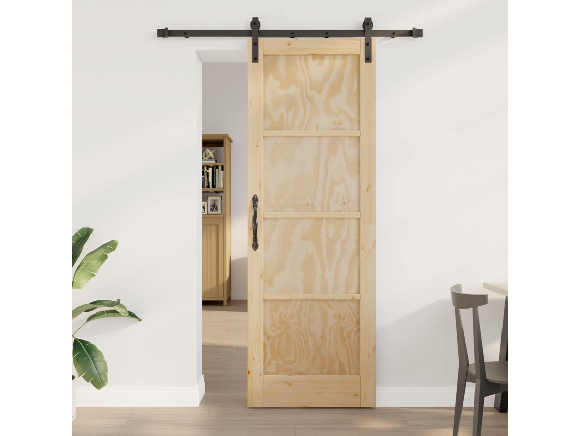 Vidaxl Porta Deslizante Natural 73,5 X 211 Cm Madeira De Pinho Maciça