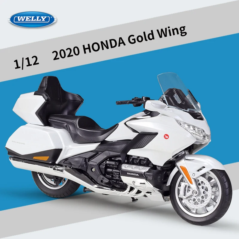 (branco) Miniatura De Motocicleta Honda Gold Wing Em Escala 1:12