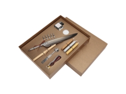 Set Pluma De Pluma Retro Con Diseño Grabado Para Caligrafía Y Regalo Sfdps038031 Gris Puntado