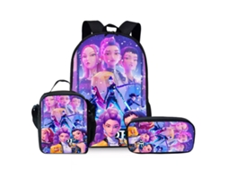 Conjunto De Mochila Estampada Com Lancheira E Estojo, Impermeável, Grande Capacidade, Proteção Para A Coluna E Alívio De Estresse, Estilo 18