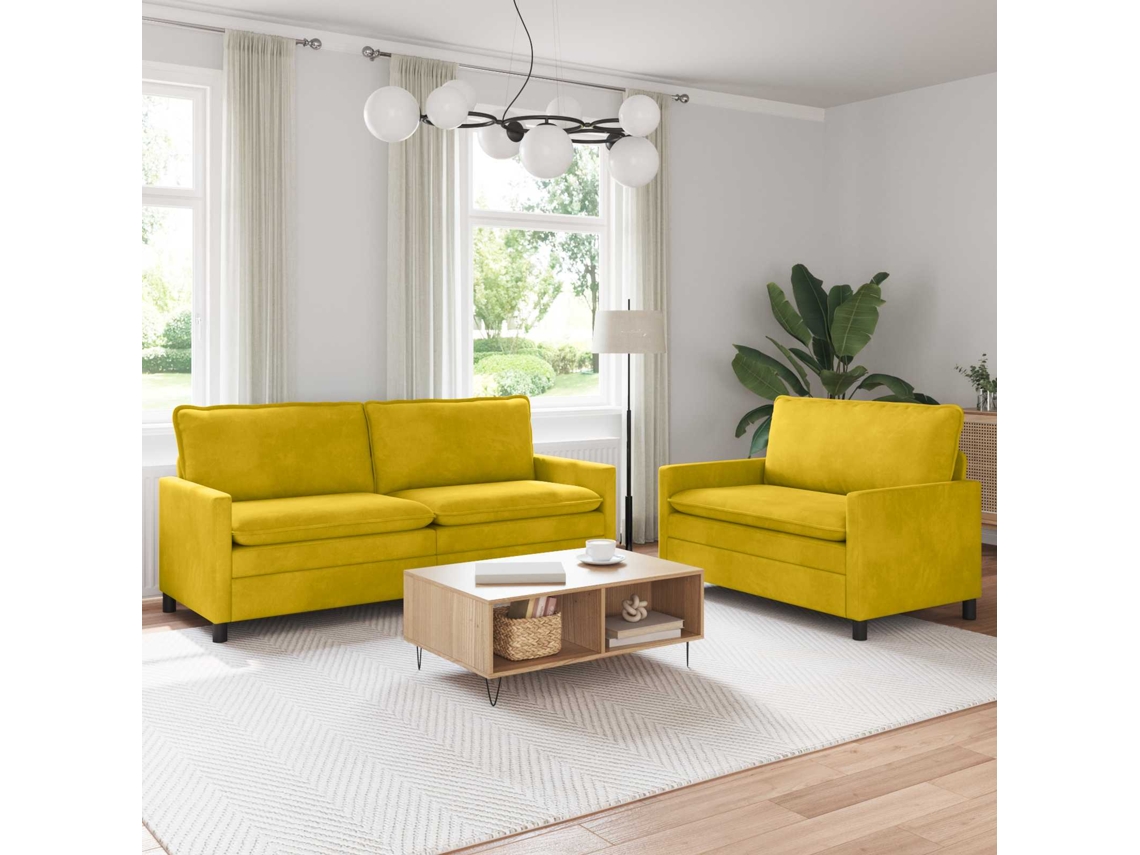 Vidaxl Conjunto De Sofás 2 Unid. Amarelo Veludo