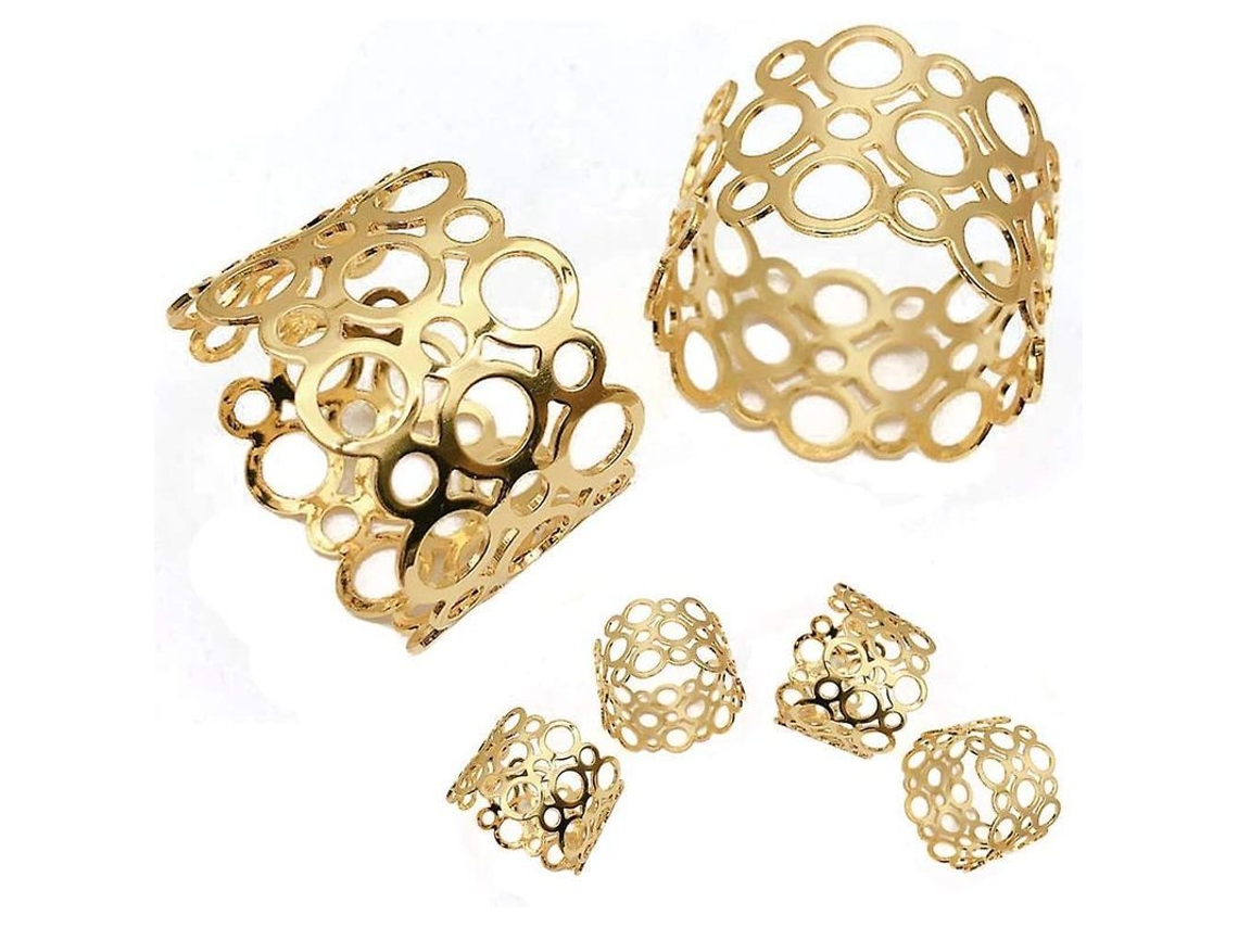 Conjunto De 6 Porta-servietas De Metal Com Design Ouro Imitado Para Decoração De Mesa Em Festas Cor 1