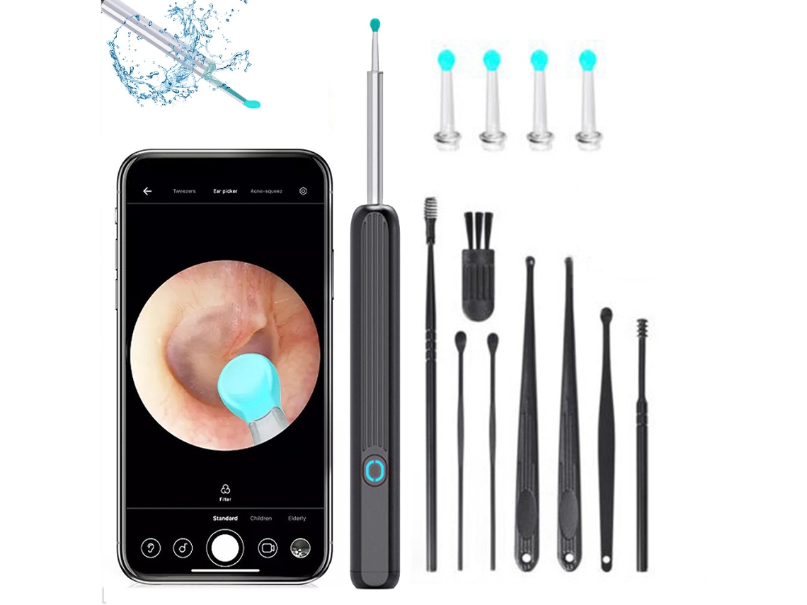 Ferramenta De Remoção De Cera Câmera 3,3 Mm Hd Ear Scope Otoscópio Com Luz - Preto SUNNY SPACES
