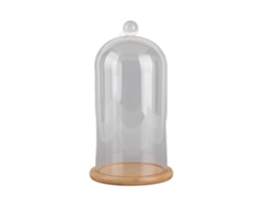 Cúpula de Vidro Transparente com Base de Bambu para Decoração de Casamento e Festas | S/MARCA