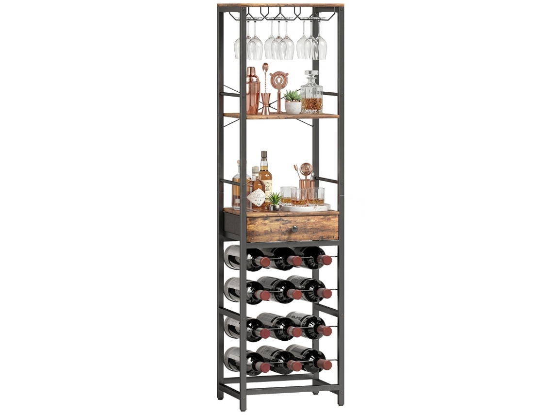 Bar Móvel Rústico Com Gaveta E Porta-copos,ideal Para Seu Espaço,elegante E Funcional Para Qualquer Ambiente